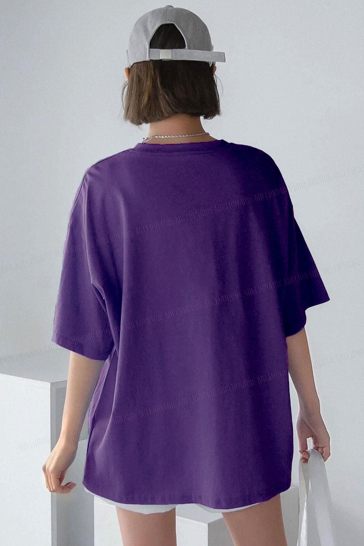Kadın Spectacular Mor Oversize Salas T-Shirt