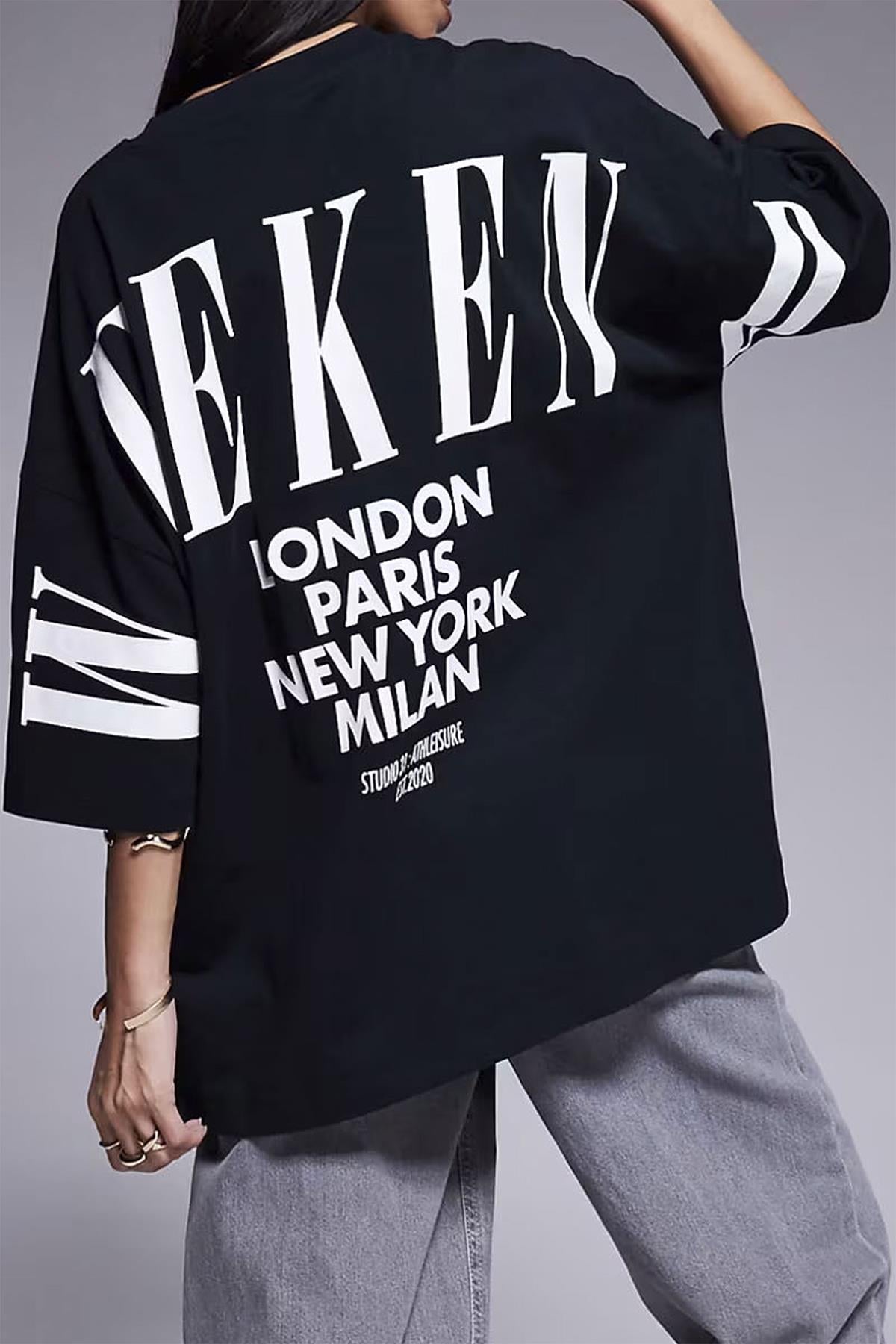 Kadın Weekend Oversize Fit Bol Geniş Kalıp Salaş Kesim T-shirt