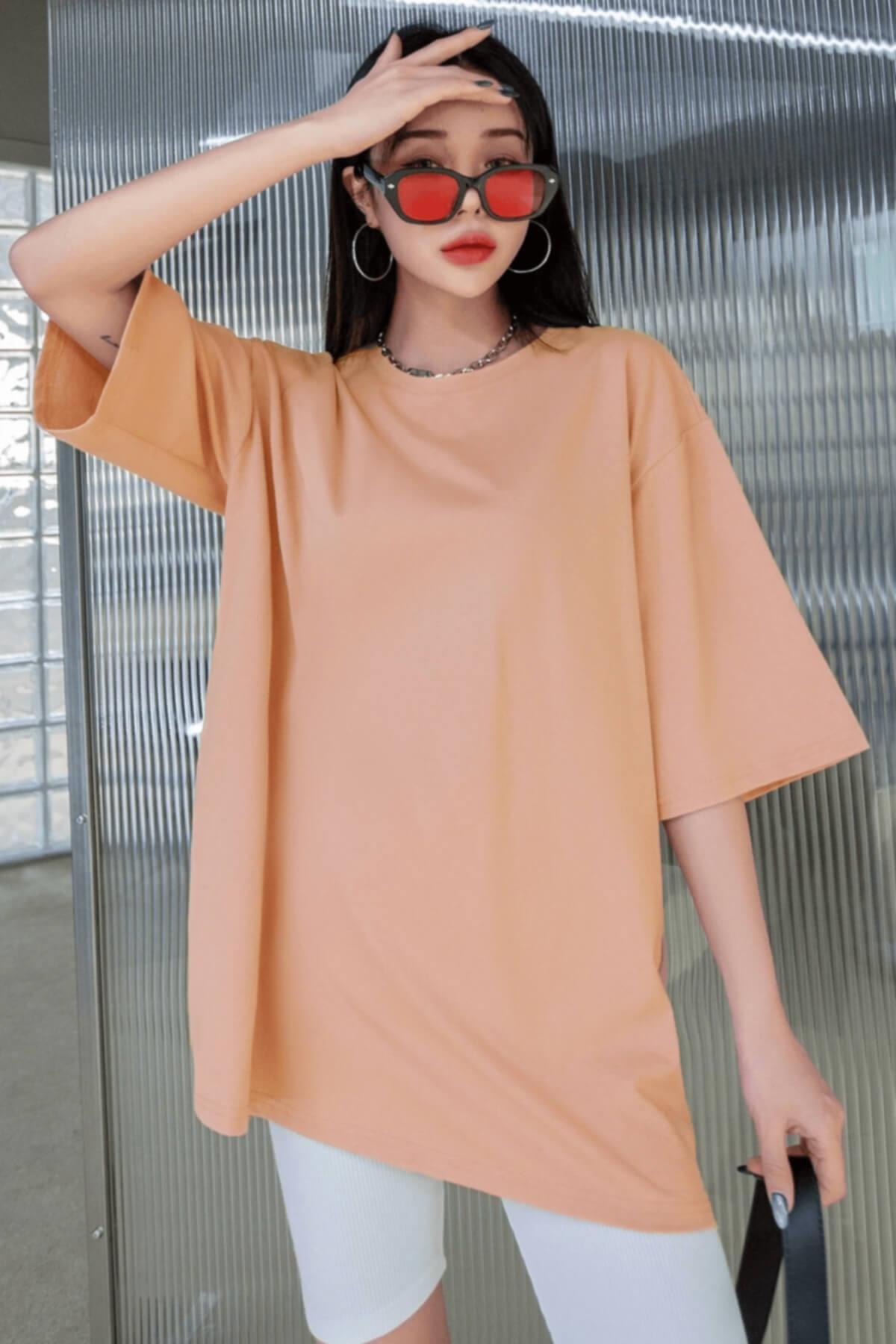 Somon Basic Düz Baskısız Oversize Salas Boyfriend Kadın T-Shirt