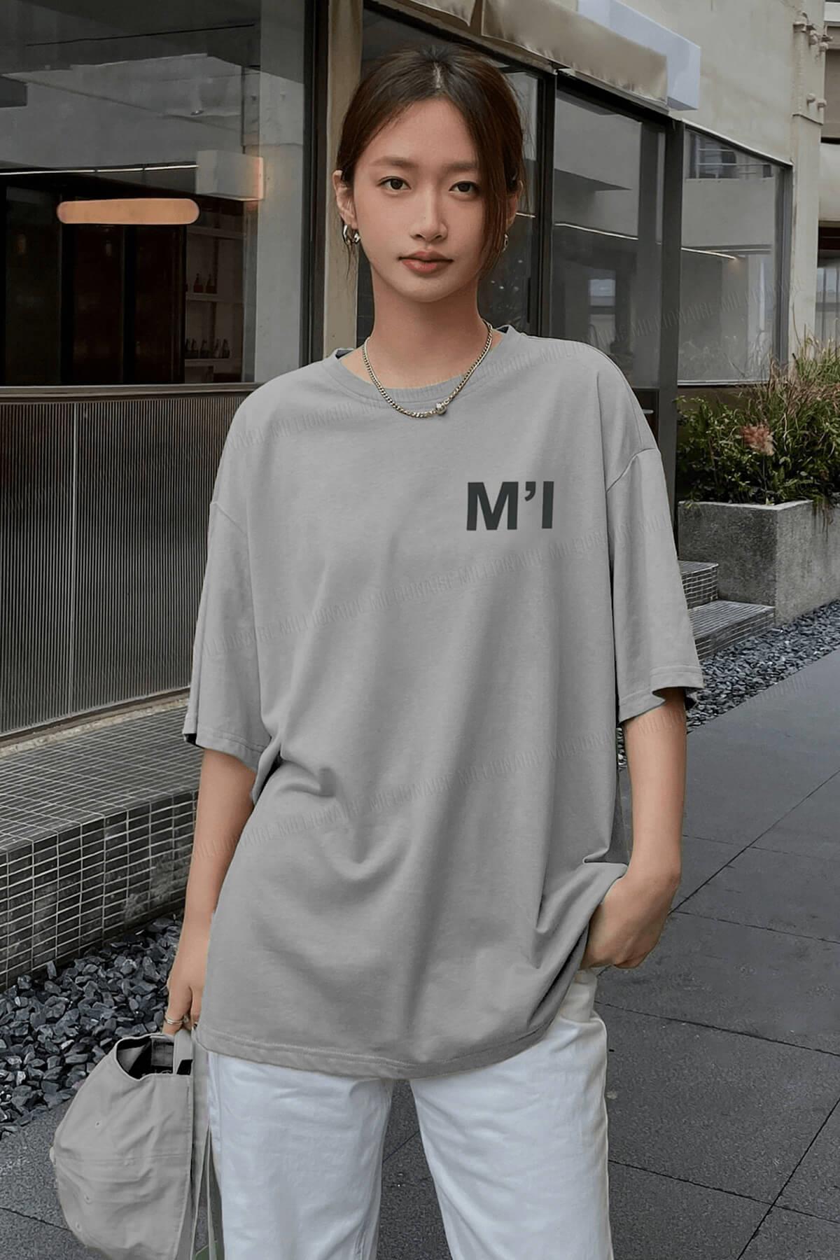 Think I'm Failing Gri Oversize Salas Boyfriend Kadın T-Shirt