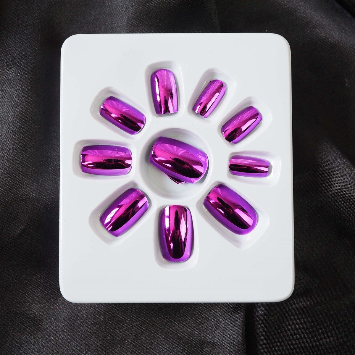 12'li Metalik Takma Tırnak Seti Mor