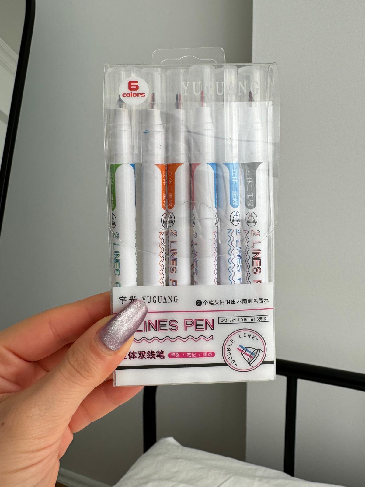 2 Uçlu Çift Yazı Kalemi 2 Lines Pen 6lı Set