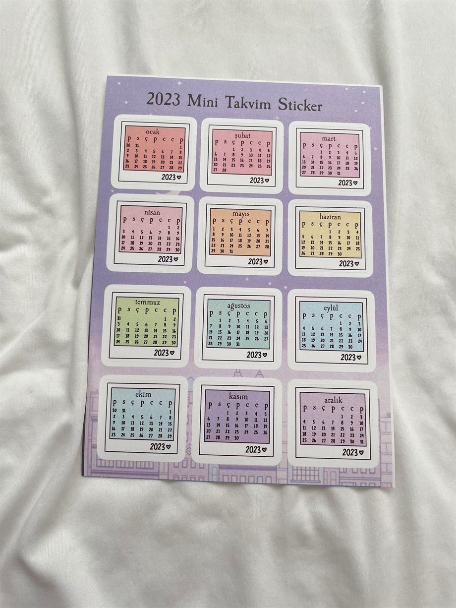 2023 Mini Takvim Sticker Set