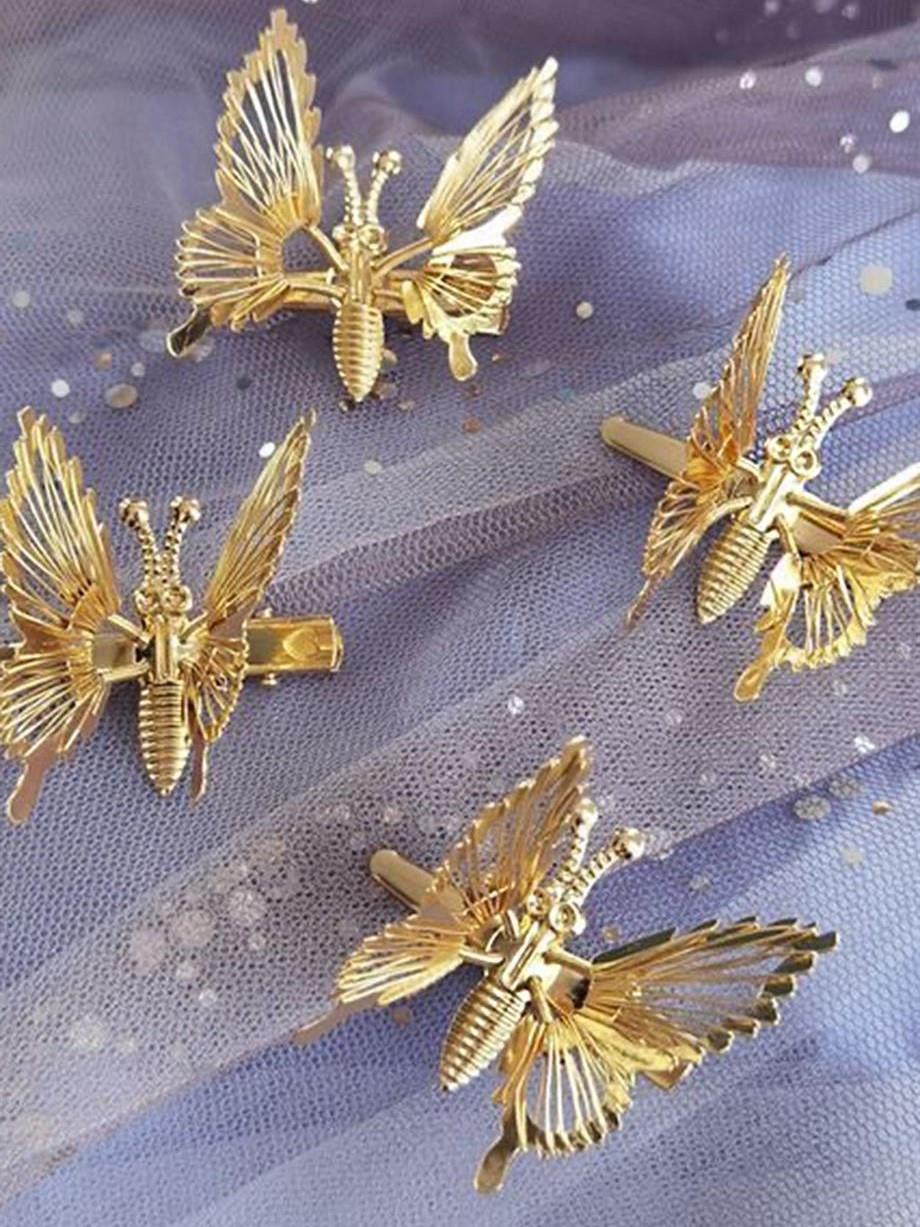2li Gold Vintage Hareketli Kelebek Toka