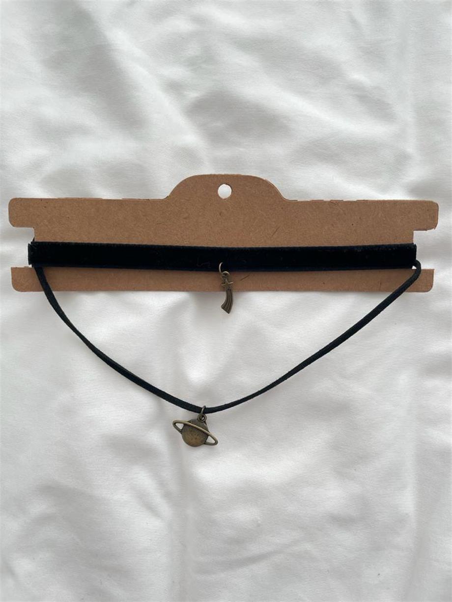 2li Yıldız Gezegen Choker Kolye Bakır