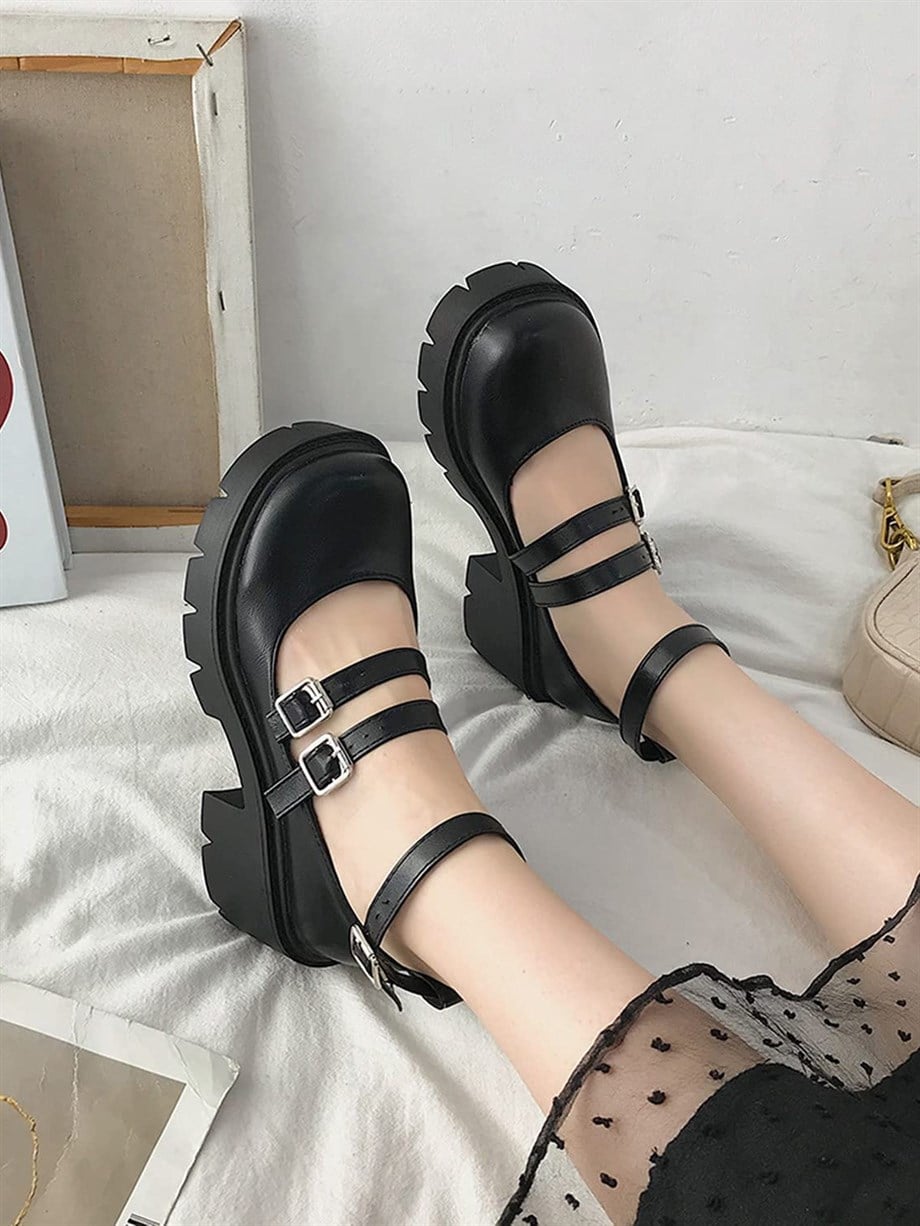 3 Kemerli Japan Styles Lolita Ayakkabı