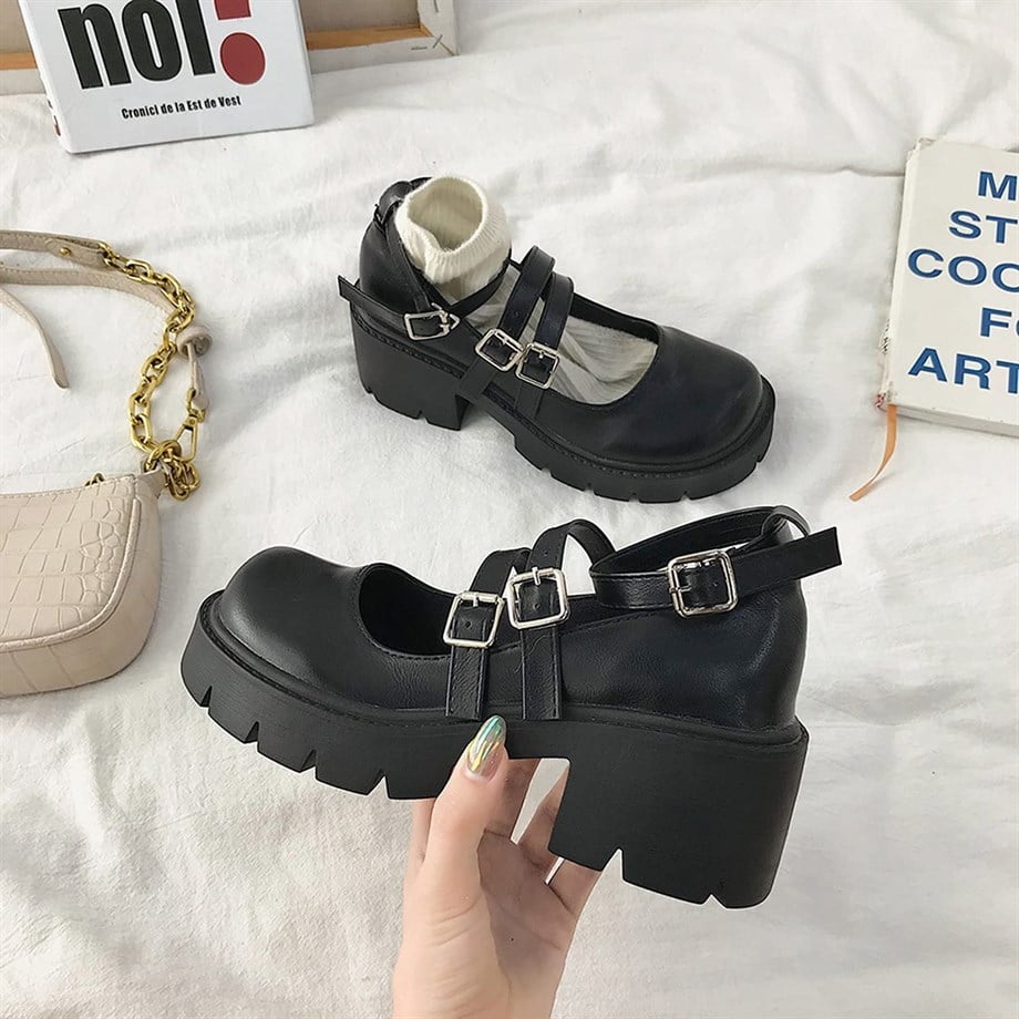 3 Kemerli Japan Styles Lolita Ayakkabı