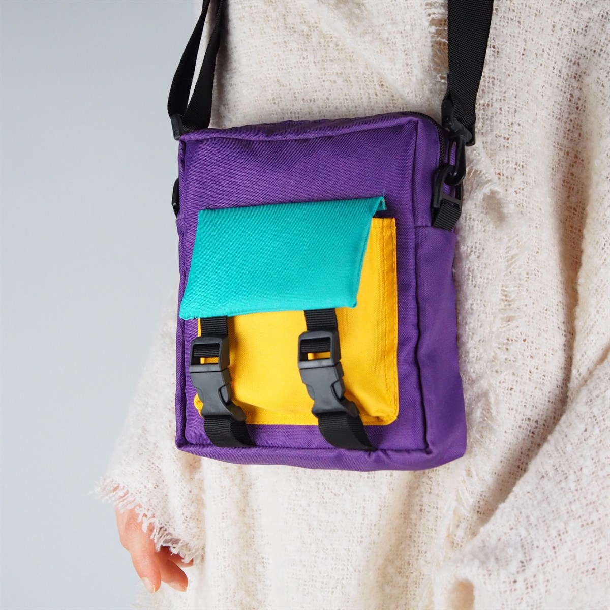 3 Renk Crossbody - Mor