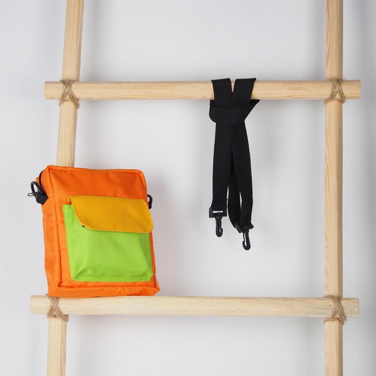 3 Renk Crossbody - Turuncu / Cırtlı