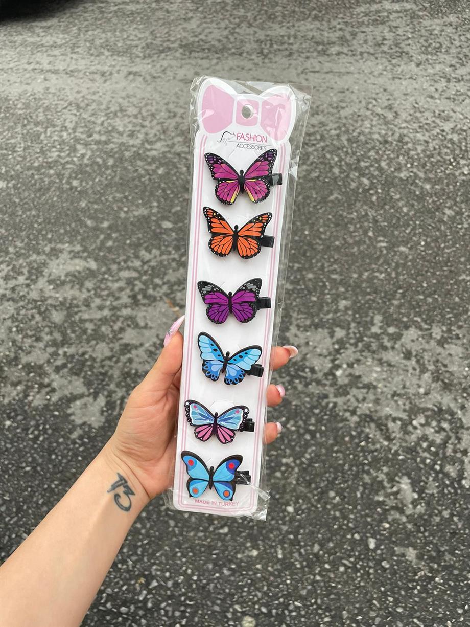6lı Kelebek Pens Toka Seti
