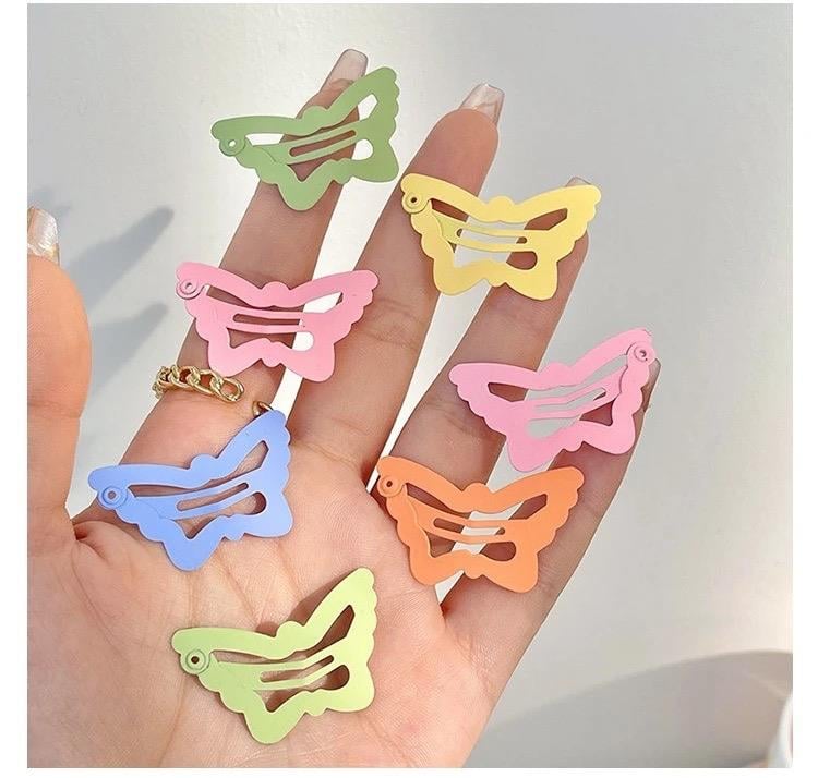 6lı Pastel Renk Kelebek Çıt Çıt Butterfly Toka