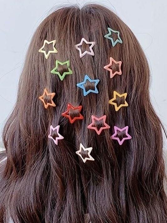 6'lı Yıldız Çıt Çıt Toka Y2K Star Style (Renkli)