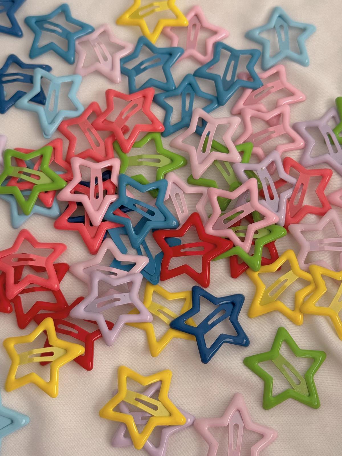 6'lı Yıldız Çıt Çıt Toka Y2K Star Style (Renkli)