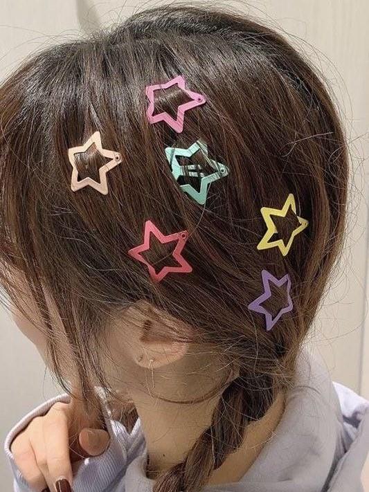 6'lı Yıldız Çıt Çıt Toka Y2K Star Style (Renkli)