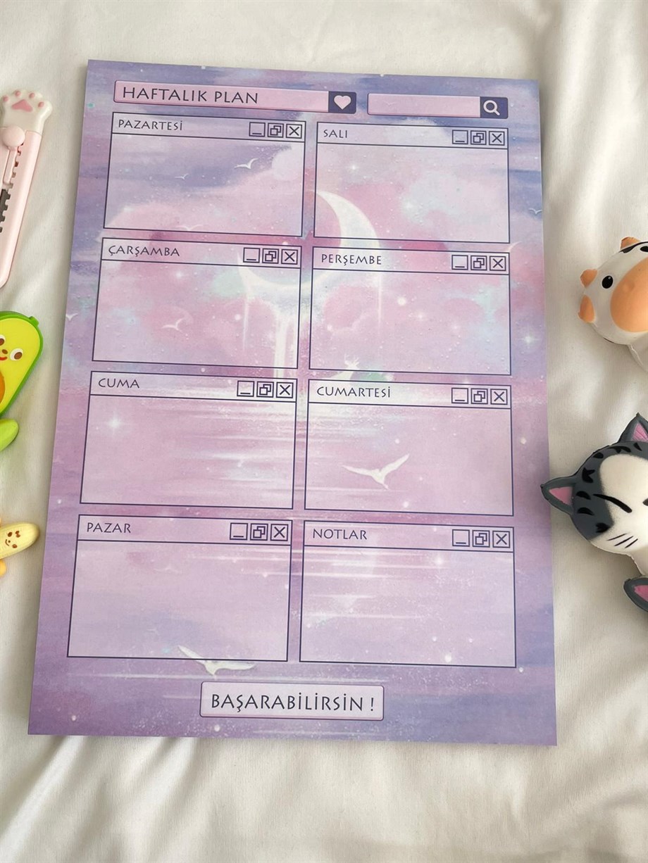 Aesthetic Purple A4 Haftalık planlayıcı