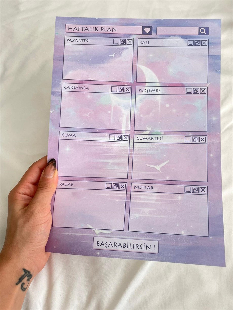 Aesthetic Purple A4 Haftalık planlayıcı