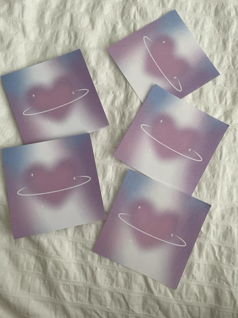 Aesthetic Purple Heart Memo Pad Kare Not Defteri