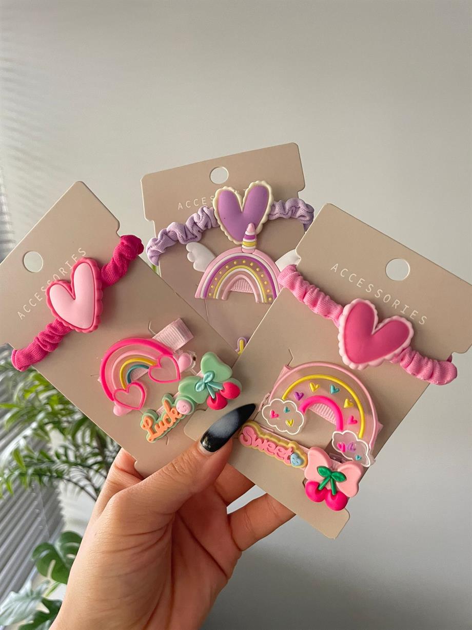 Aesthetic Rainbow Toka Seti Açık Pembe