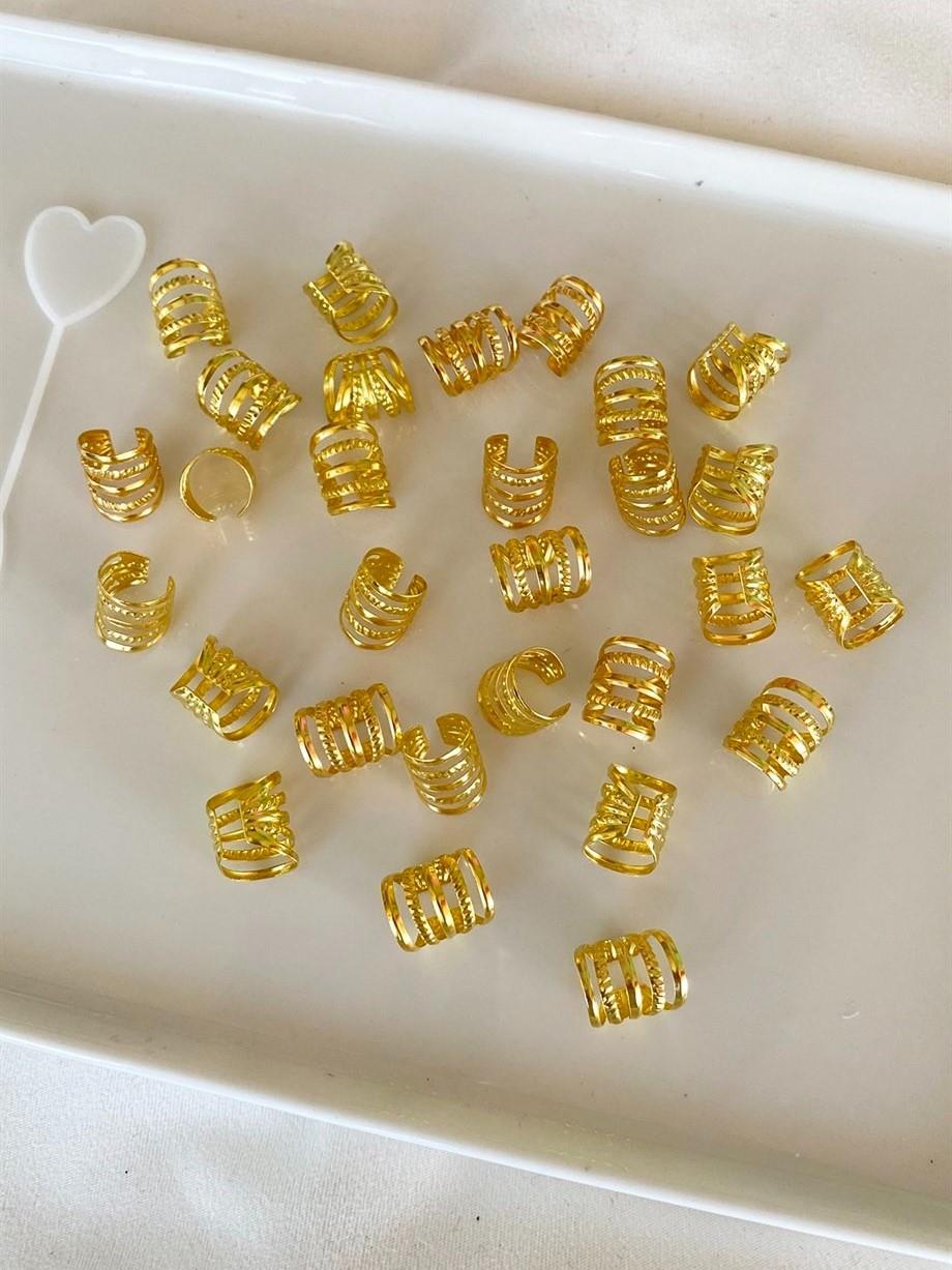 Altın Renk Saç Küpesi Seti