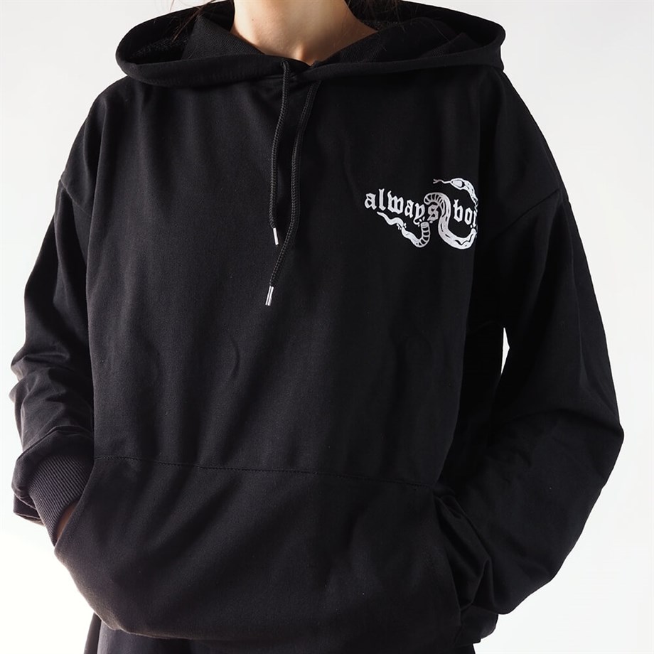 Always Bored  Mystical Gothic Sırt Baskılı Siyah Sweatshirt