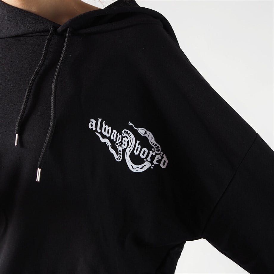 Always Bored  Mystical Gothic Sırt Baskılı Siyah Sweatshirt