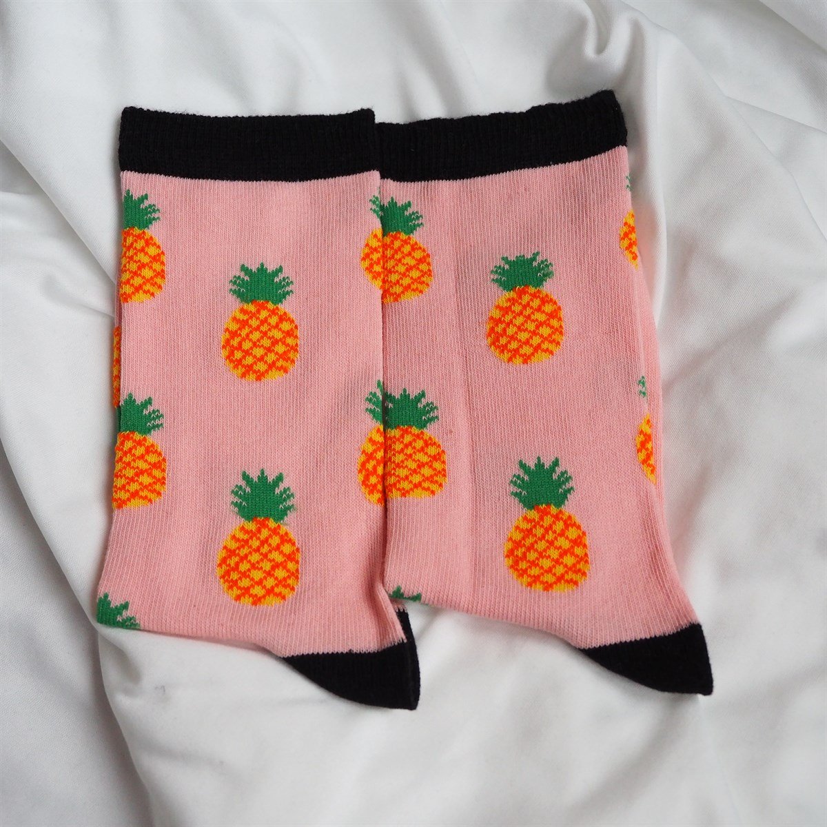 Ananas Toz Pembe Çorap