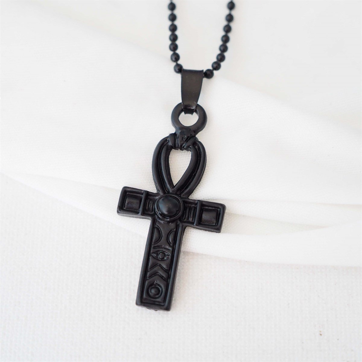 Ankh Siyah İp Kolye