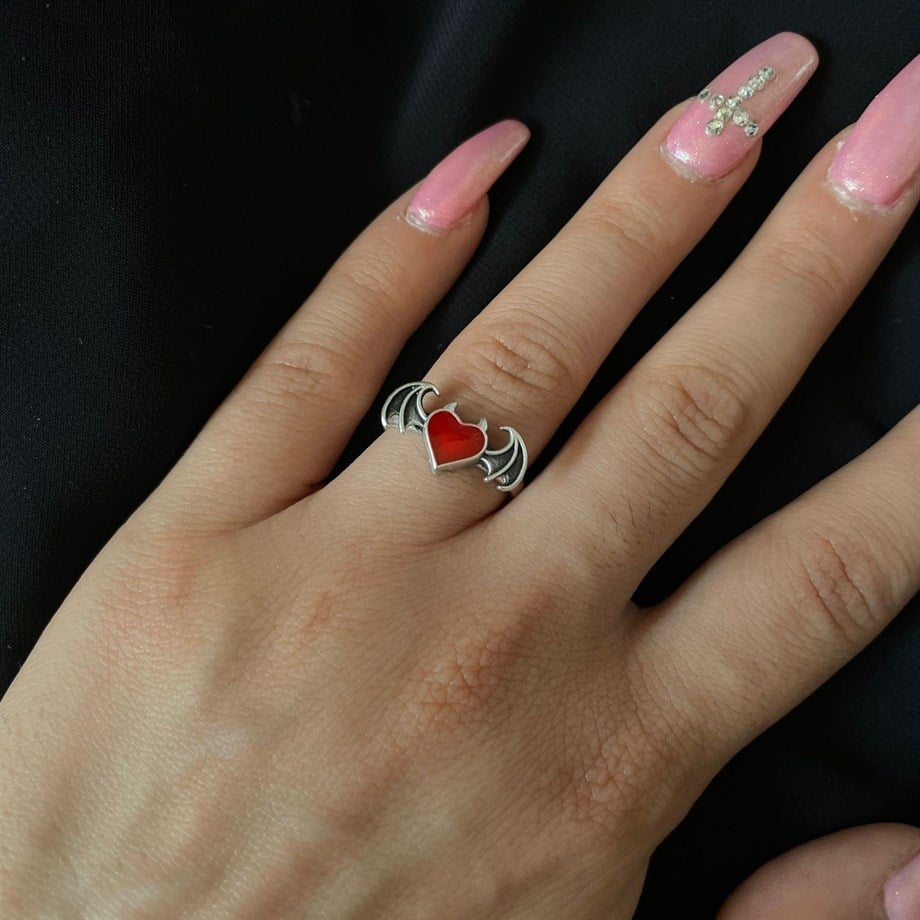 Ayarlanabilir Red Heart Decor Yüzük