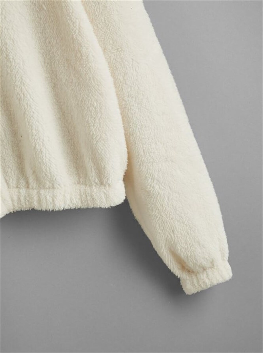 Ayı Kulaklı Peluş Sweatshirt