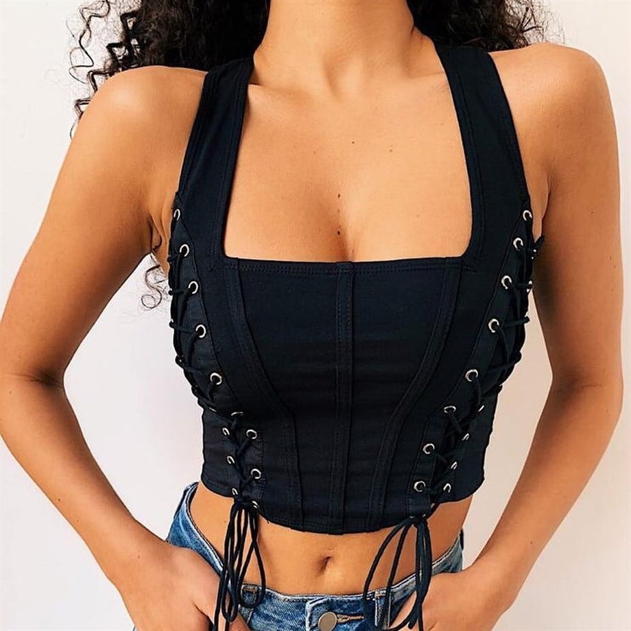 Bağcık Detaylı Korse Crop