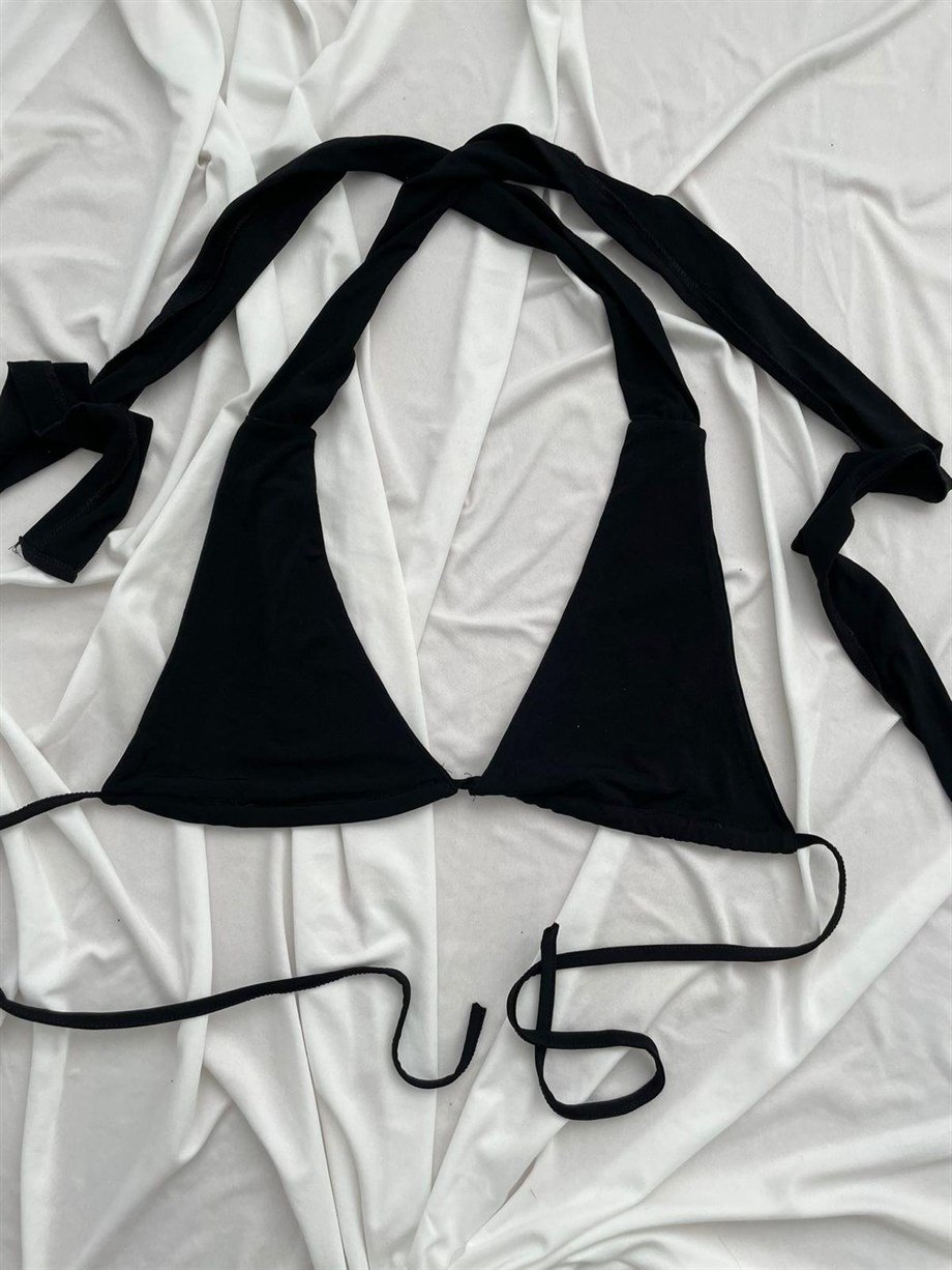 Bağlamalı Siyah Basic Büstiyer