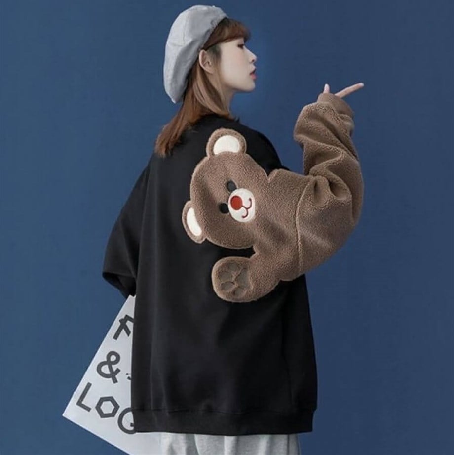 Bear Oversize Peluş Sweatshirt
