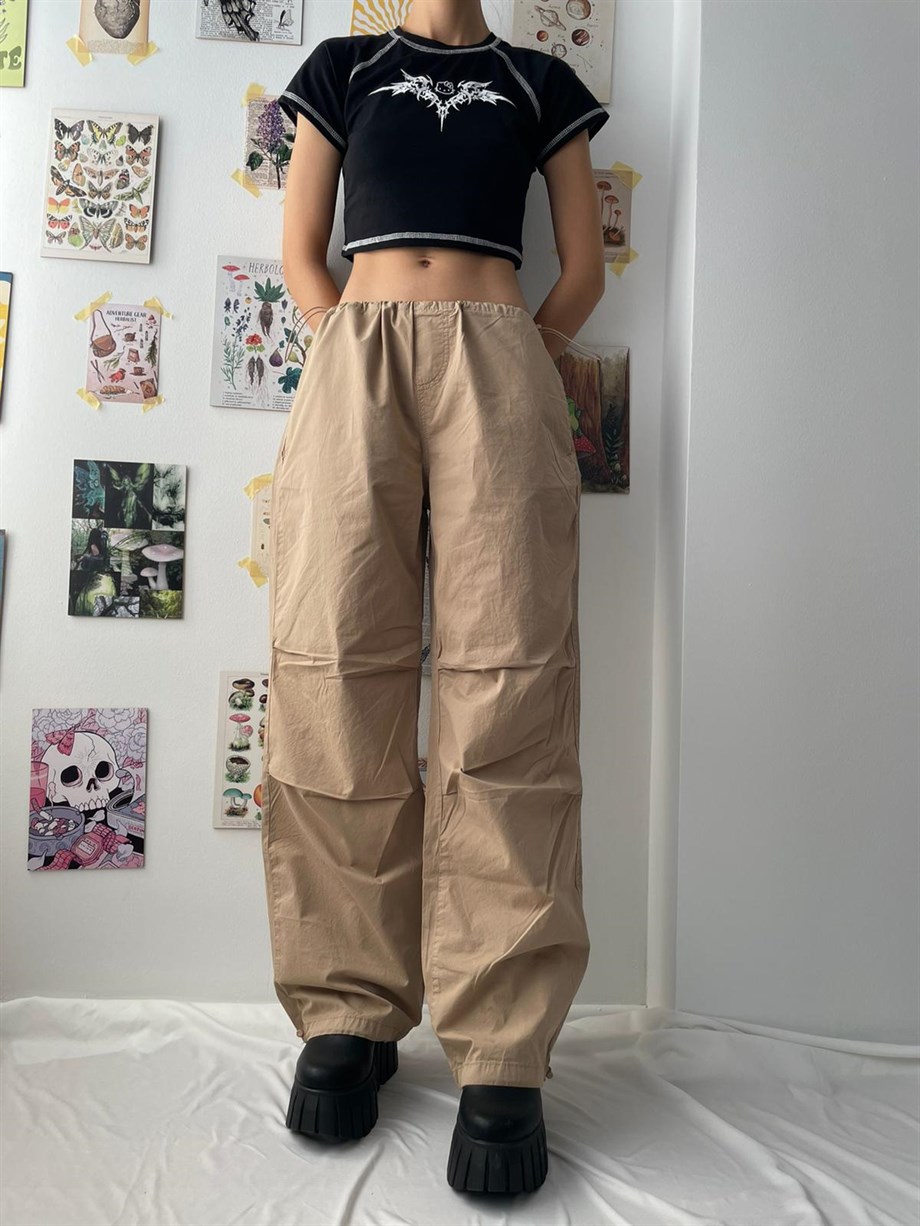 Bej Tactical Oversize Pantolon