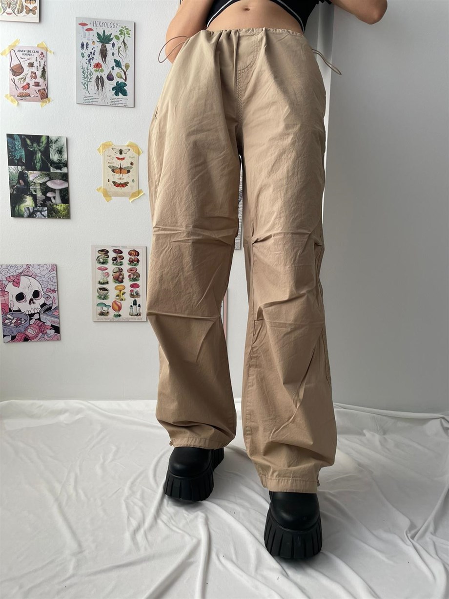 Bej Tactical Oversize Pantolon