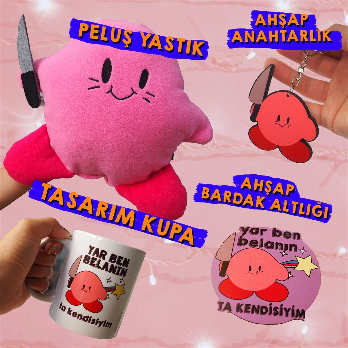 Belalı Peluş Yastık Set