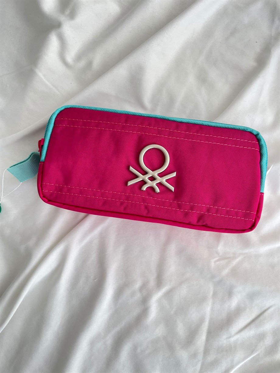 Benetton 2 Bölmeli Pembe- Mavi  Kalemlik
