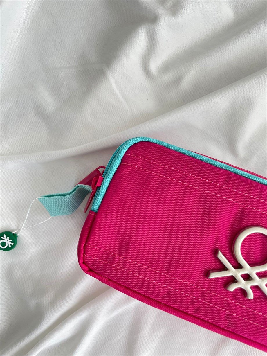 Benetton 2 Bölmeli Pembe- Mavi  Kalemlik