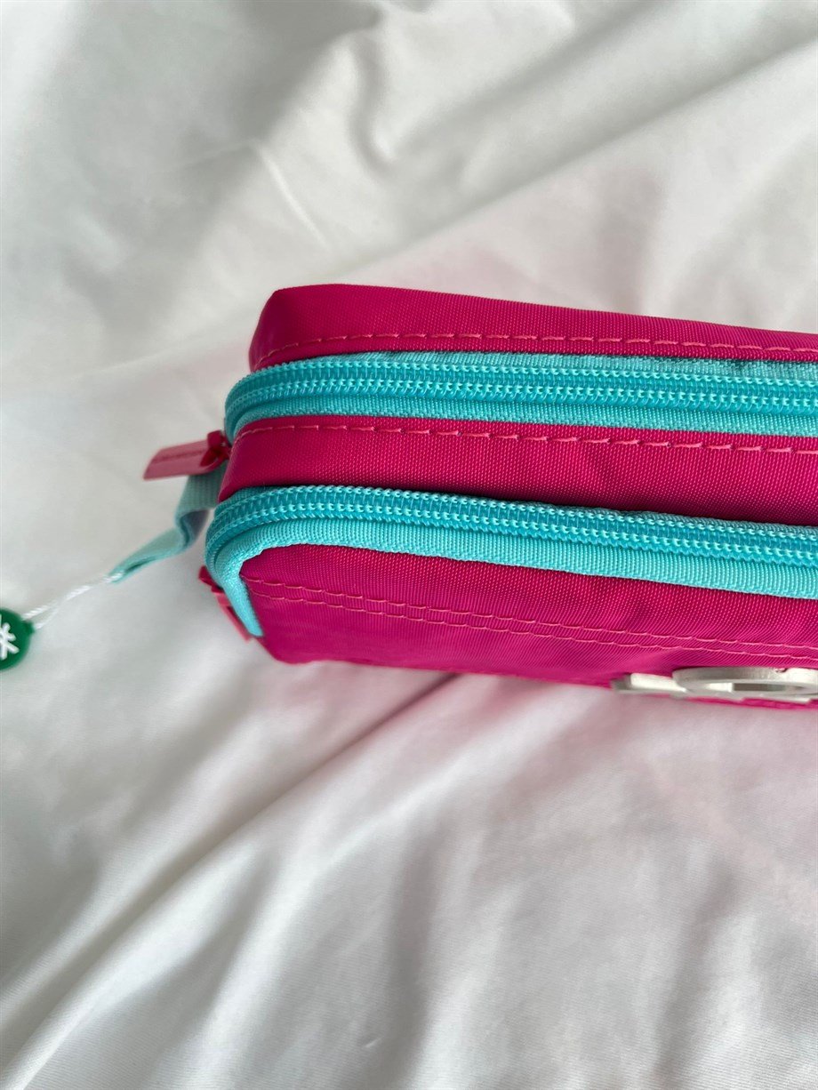 Benetton 2 Bölmeli Pembe- Mavi  Kalemlik
