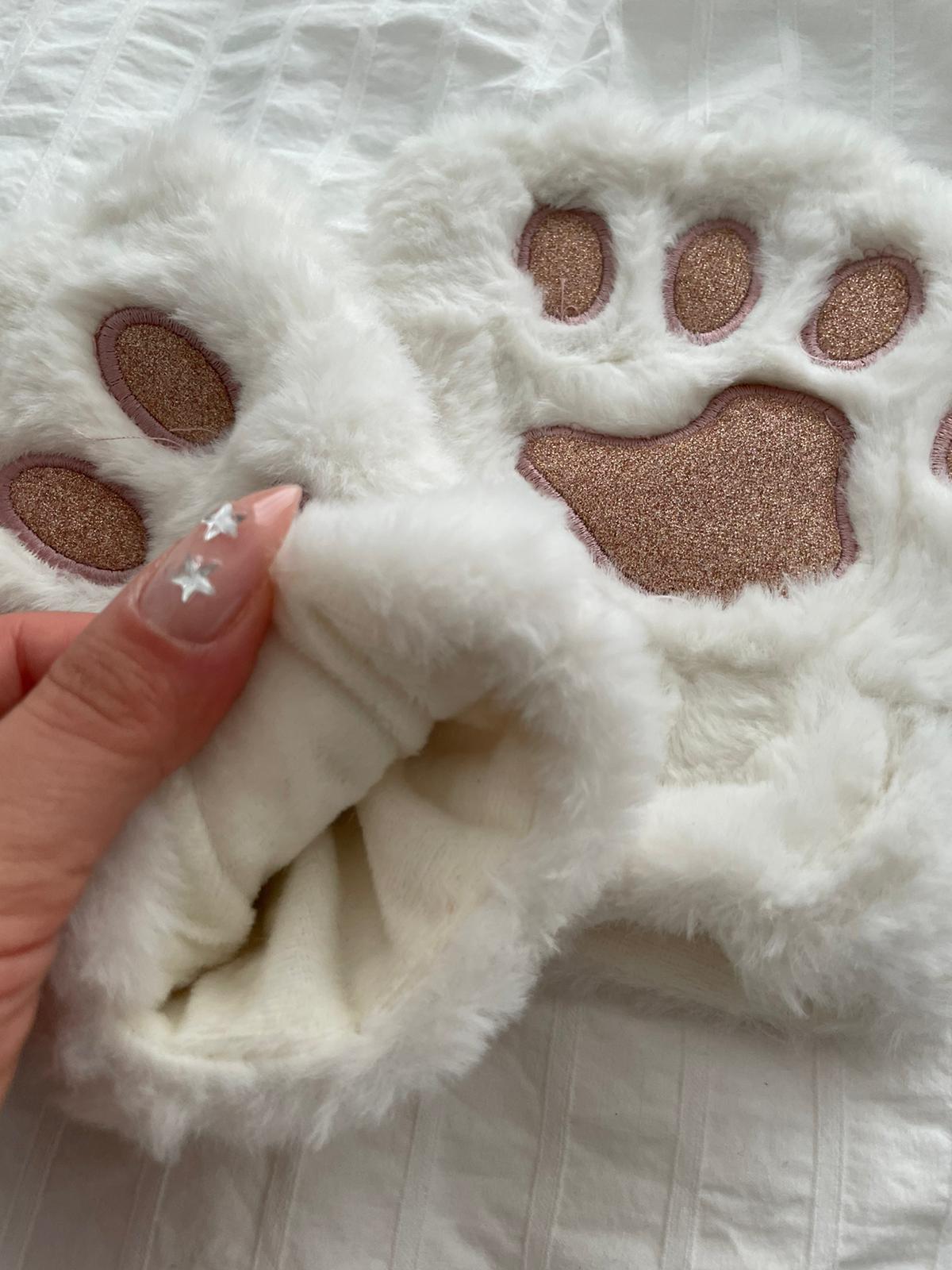 Beyaz Extra Soft Simli Pati Eldiven