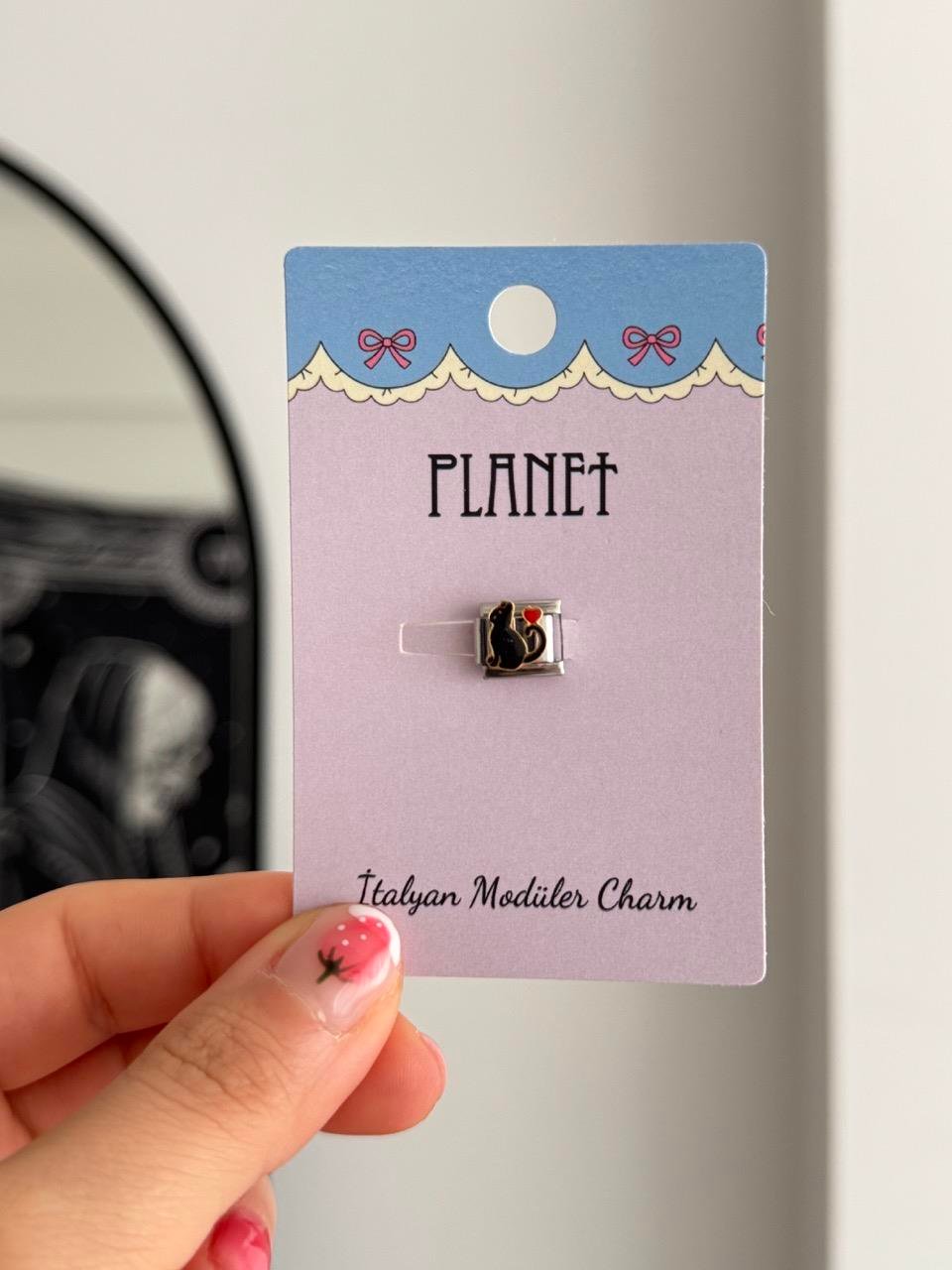 Black Cat Kartlı İtalyan Charm