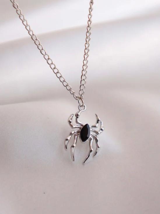 Black Dark Stone Spider Kolye