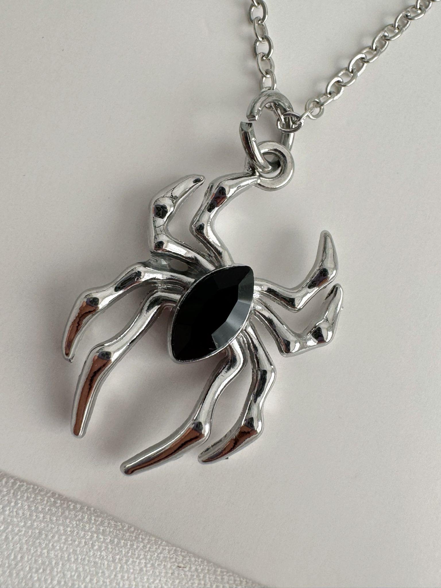 Black Dark Stone Spider Kolye