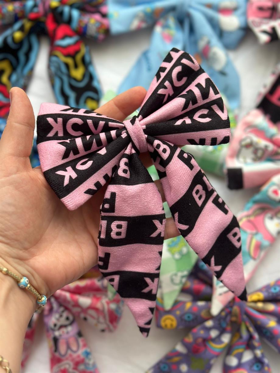 Black Pink Lastikli Fiyonk Toka