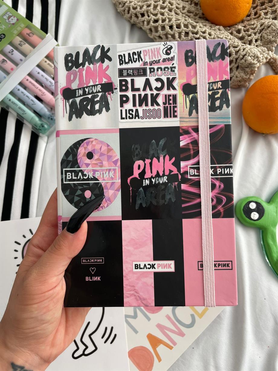 Black Pink Lastikli Sert Kapak Defter