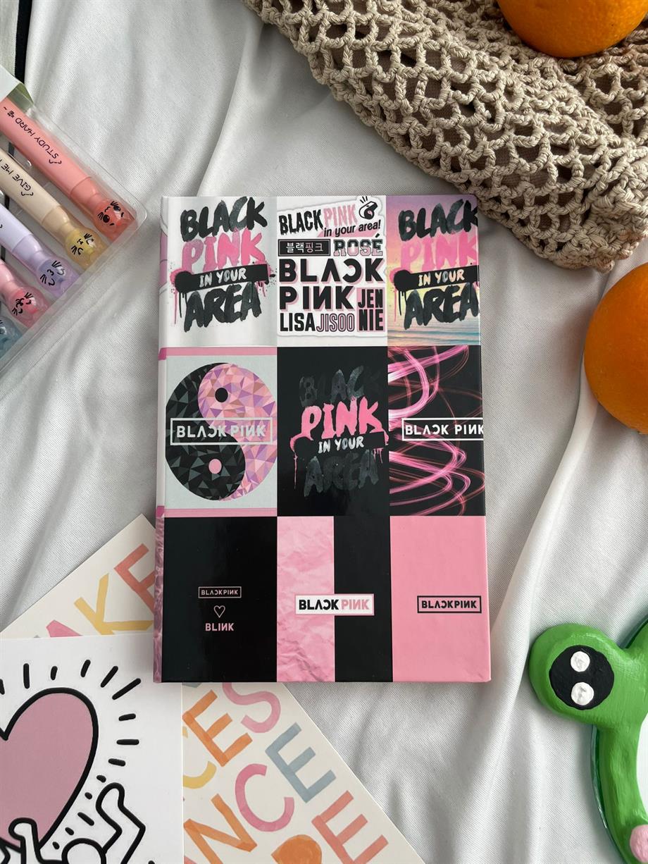 Black Pink Lastikli Sert Kapak Defter