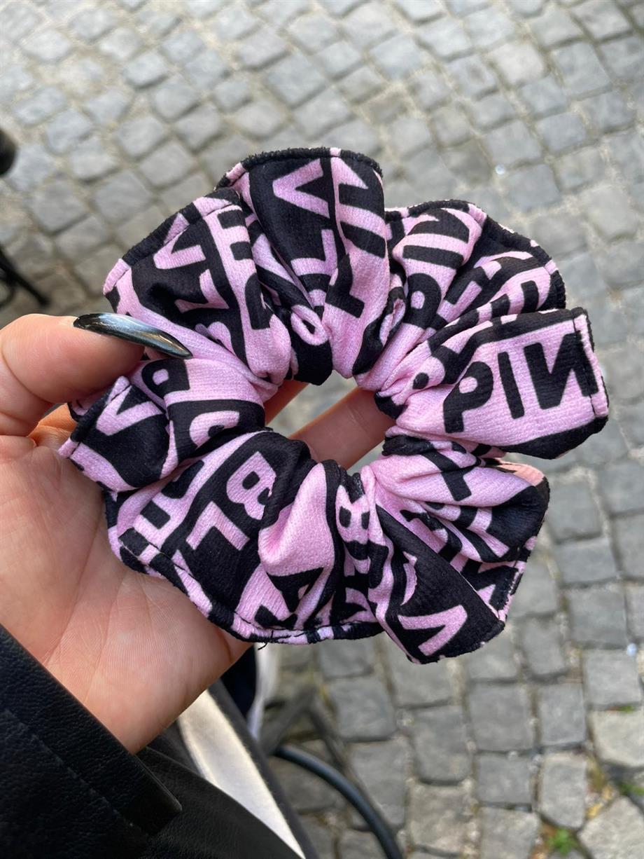 Black Pink Scrunchie Lastik Toka