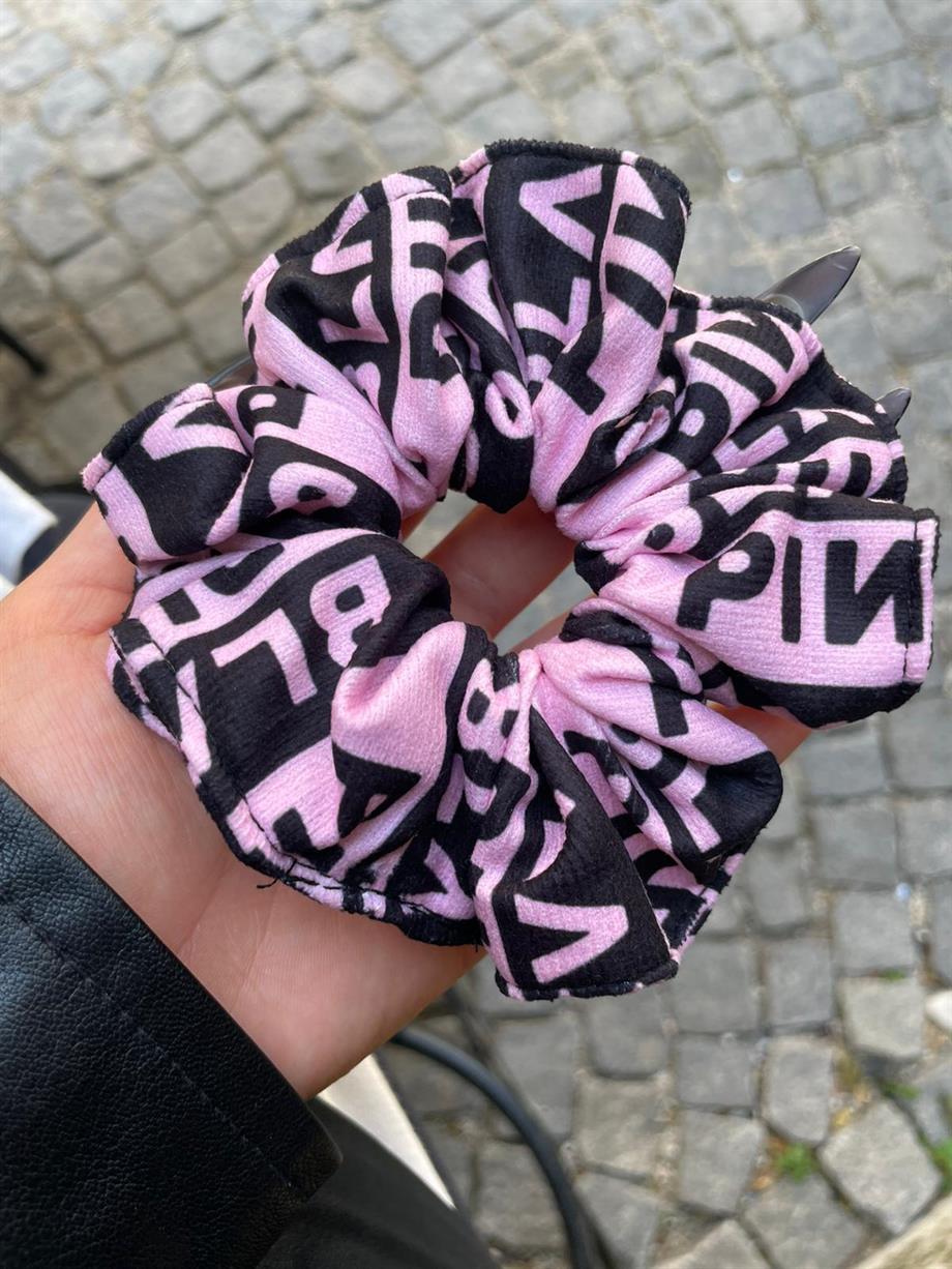 Black Pink Scrunchie Lastik Toka