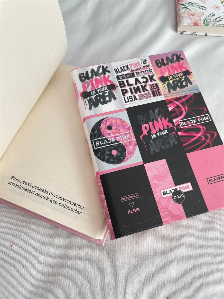 Black Pink Sert Kapaklı Lastikli Mini Defter