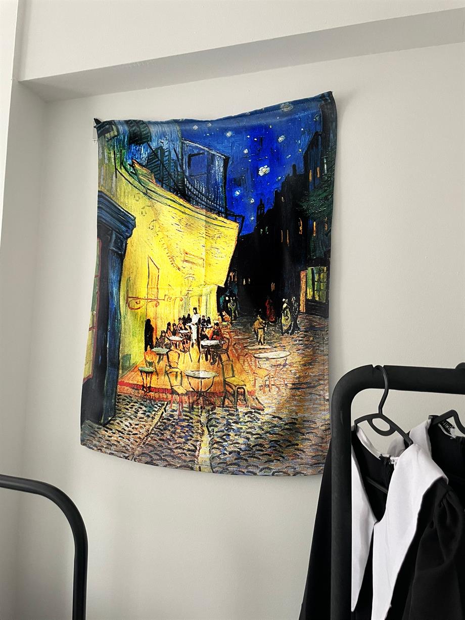 Cafe Terrace at Night - Vincent Van Gogh Duvar Örtüsü - Wall Tapestry I 70 x 100 cm