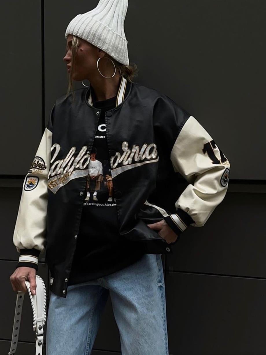 California Nakışlı Oversize Bomber Ceket